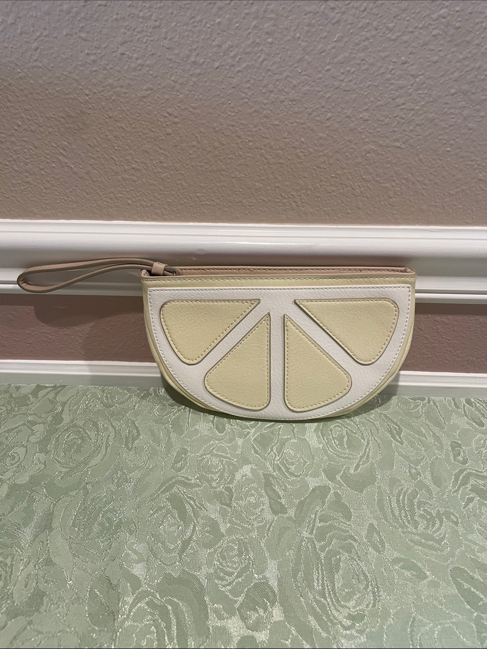LC Lauren Conrad Lemon Slice Wristlet Clutch in Cream and Light Yellow